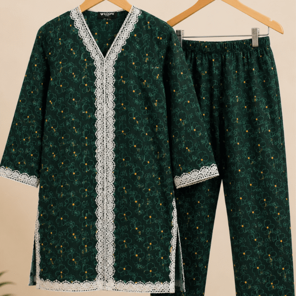 Green Flower 2 Piece Suit for Girls