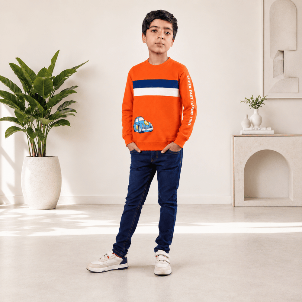 Boys Full Sleeve Car Print T-Shirt